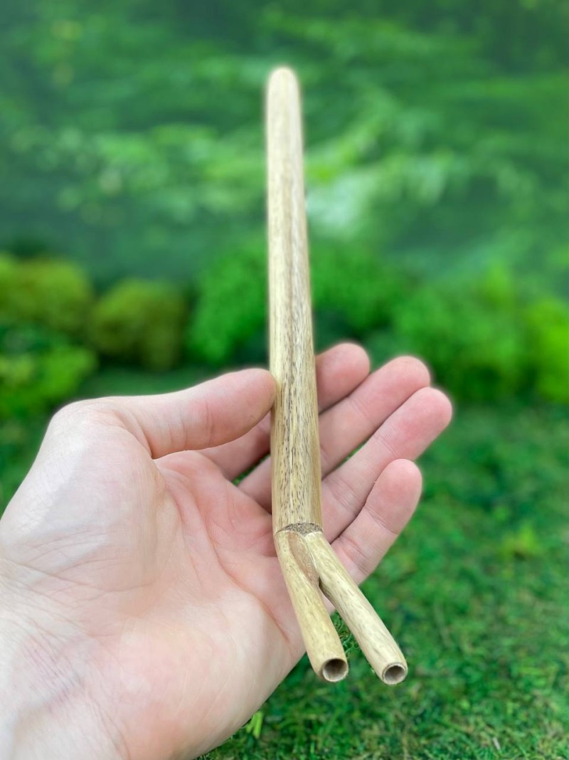 Двойная Тепи из светлого соно, 18 см — трубка для Рапэ, Бали