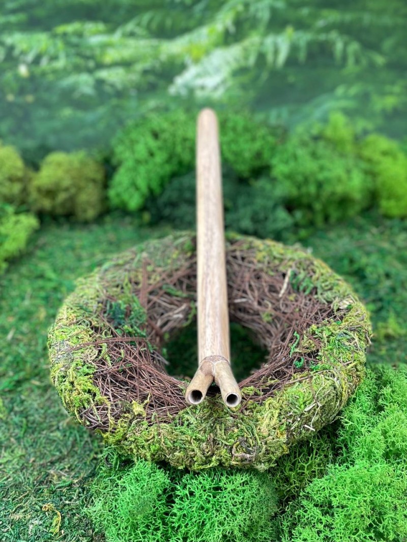 Двойная Тепи из светлого соно, 18 см — трубка для Рапэ, Бали