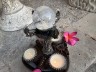 Подсвечник Алтарный "Лапа Дракона", ручная работа, серебро, с хрустальным шаром, дерево Соно.