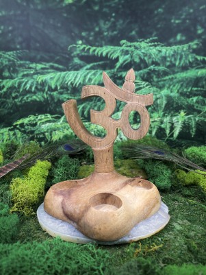 Подсвечник Алтарный «Ом» | Дерево Соно | Ручная работа, Бали