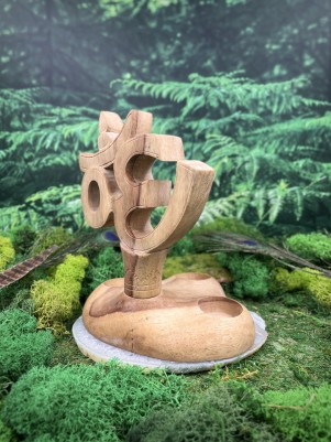 Подсвечник Алтарный «Ом» | Дерево Соно | Ручная работа, Бали
