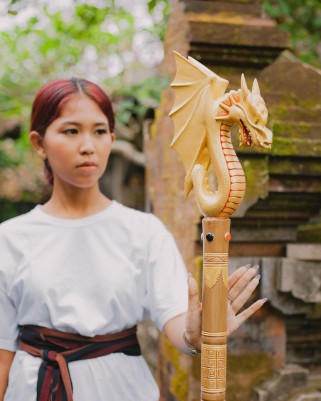 Посох "Gold Dragon" — Золотой Страж | Ручная работа Бали