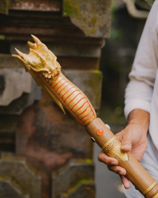 Посох "Gold Dragon" — Золотой Страж | Ручная работа Бали