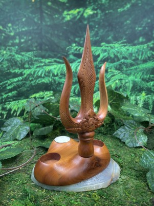 Подсвечник алтарный: Трезубец. Вару с Черным Сапфиром. ☥ 02