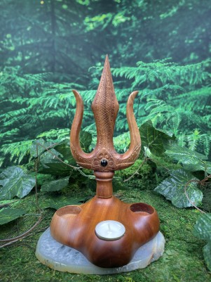 Подсвечник алтарный: Трезубец. Вару с Черным Ониксом. ☥ 05