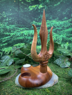 Подсвечник алтарный: Трезубец. Вару с Черным Ониксом. ☥ 05