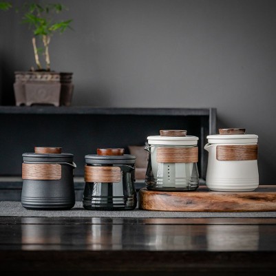 Гайвань стеклянная со сливником и 4 пиалы - Стеклянный белый