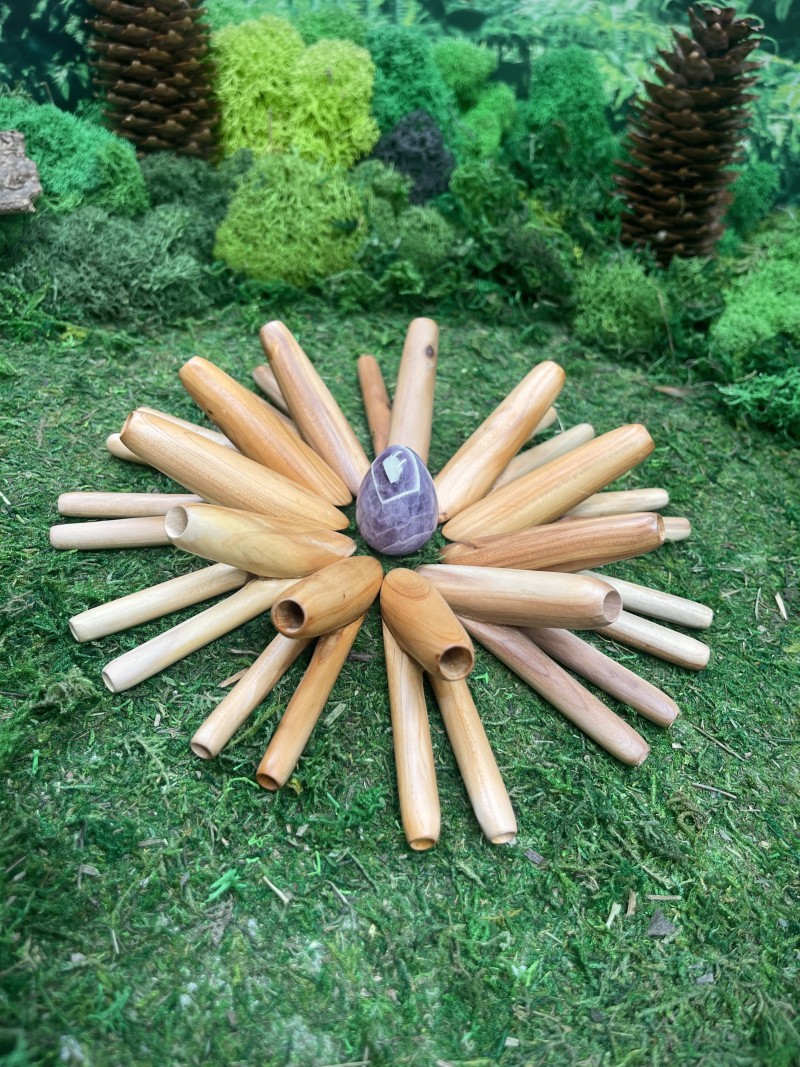 Двойная Курипи из дерева Чемара | Ароматная трубка для Рапе, Бали