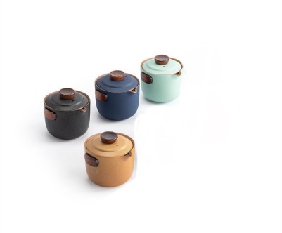 Гайвань керамическая и 3 пиалы - Чёрный с деревом