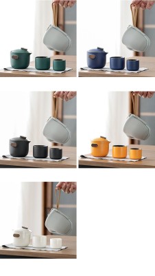 Гайвань керамическая "Золотая Кайма" и 2 пиалы - Зелёный с деревом. Золотая кайма