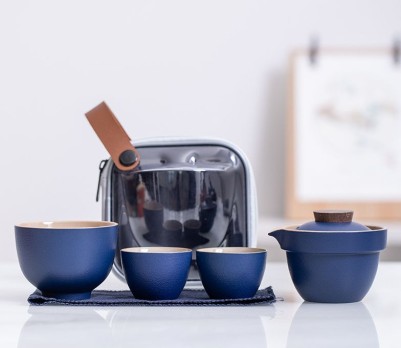 Гайвань керамическая и 2 пиалы - синий