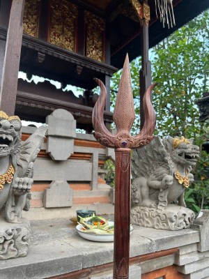 Трезубец (Тришула) с Аметистом ☥ I, из дерева Соно, ручная работа.