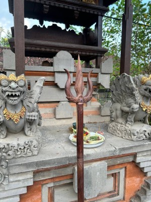 Трезубец (Тришула) с Аметистом ☥ I, из дерева Соно, ручная работа.