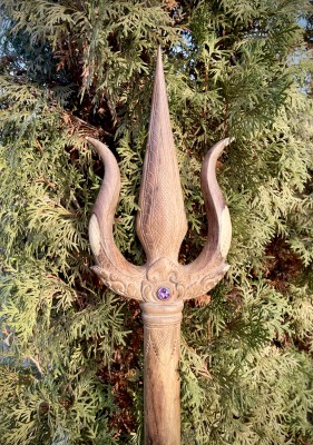 Трезубец (Тришула) с Аметистом ☥ III, из дерева Соно ручной работы.