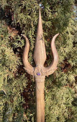 Трезубец (Тришула) с Аметистом ☥ III, из дерева Соно ручной работы.