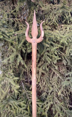 Трезубец (Тришула) с Аметистом ☥ III, из дерева Соно ручной работы.