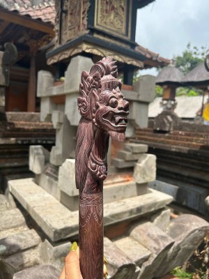 Посох Баронг ☥ I: Страж Света, с Аметистом, из дерева Соно, ручная работа.