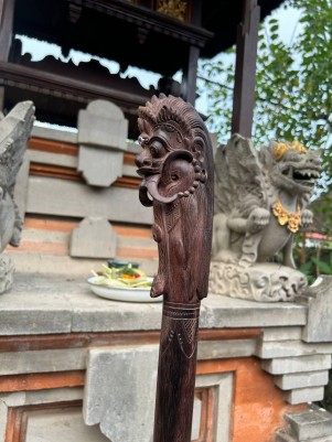 Посох Рангда ☥ I: Страж Перехода, с Аметистом, из дерева Соно ручной работы.