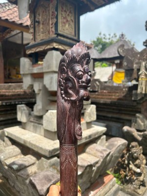 Посох Рангда ☥ II: Страж Перехода, с Аметистом, из дерева Соно ручной работы.