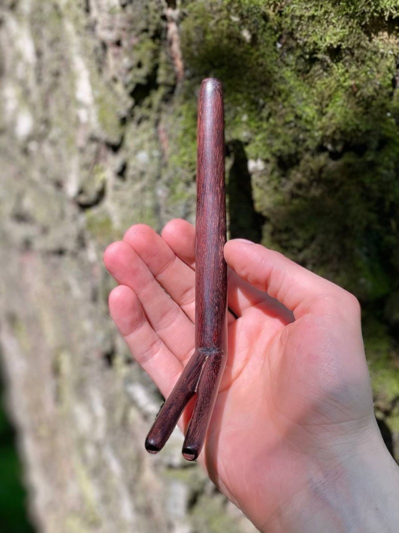 Двойная Тепи из тамаринда, 14 см — трубка для Рапэ, Бали