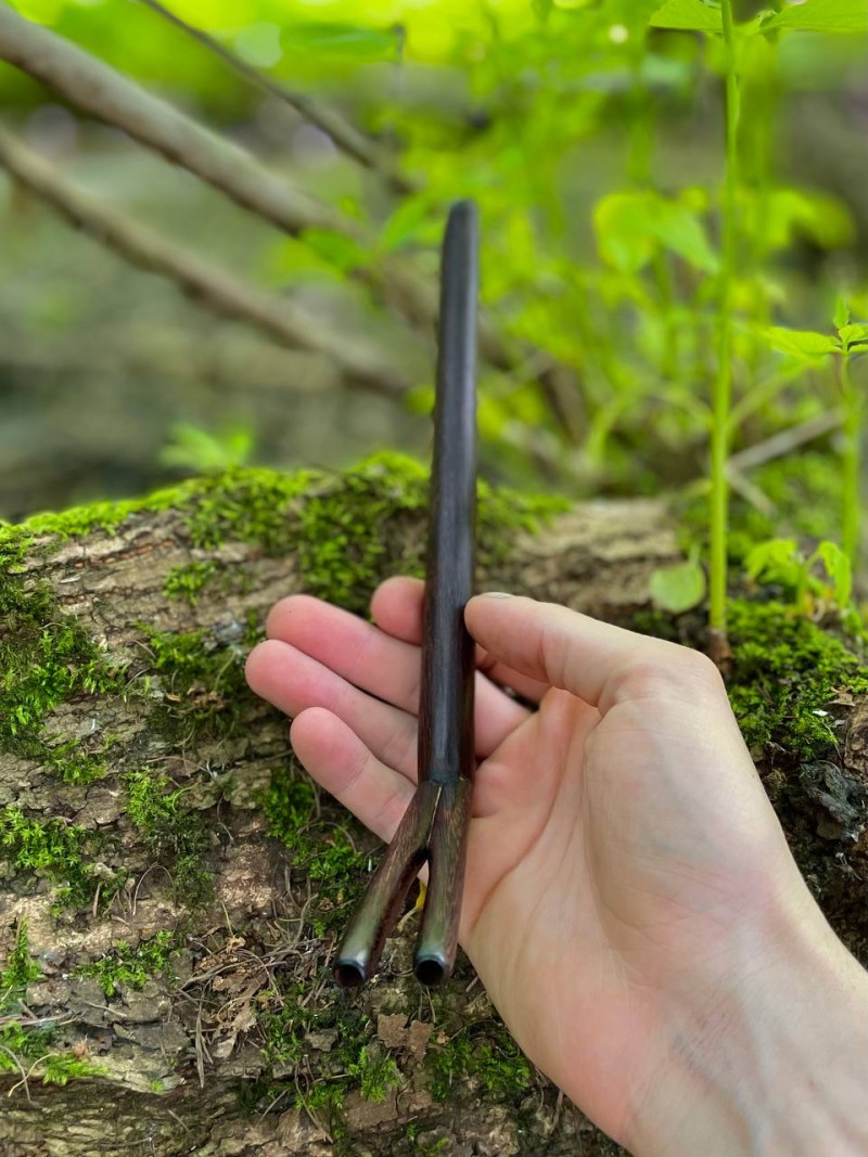 Двойная Тепи из тамаринда, 18 см — трубка для Рапэ, Бали