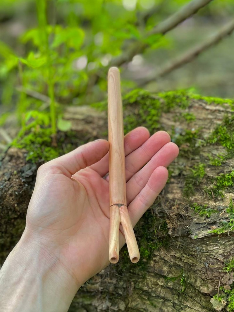 Двойная Тепи из чемары, 14 см — трубка для Рапэ, Бали